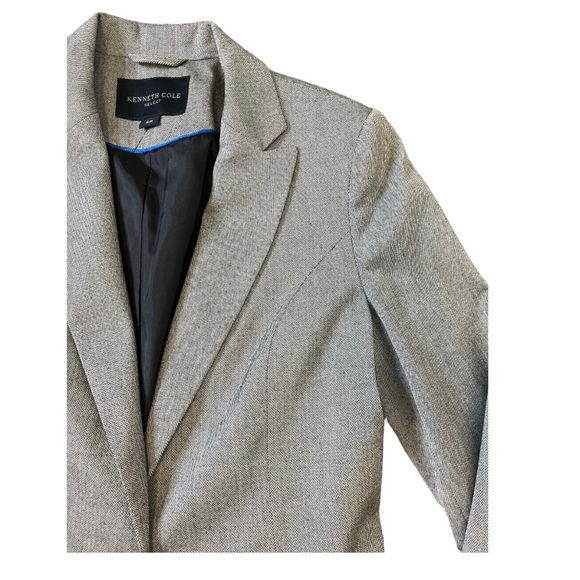 KENNETH COLE SELECT Herringbone/Chevron One  Button Front Blazer Grey Sz Medium - Picture 5 of 14